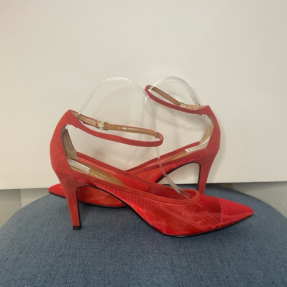 J. Renee Jena Mesh Ankle Strap Dress Pump in color Red in a size 9 1/2 - Picture 6 of 14